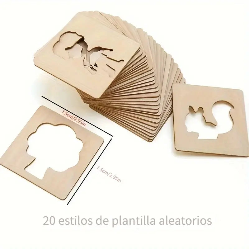 CreatiWood - 20 Plantillas de Madera Montessori para Dibujo