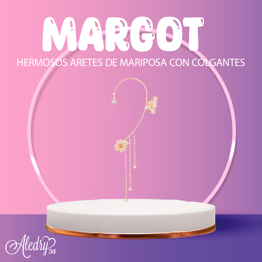 Margot® - Arete mariposa con colgantes