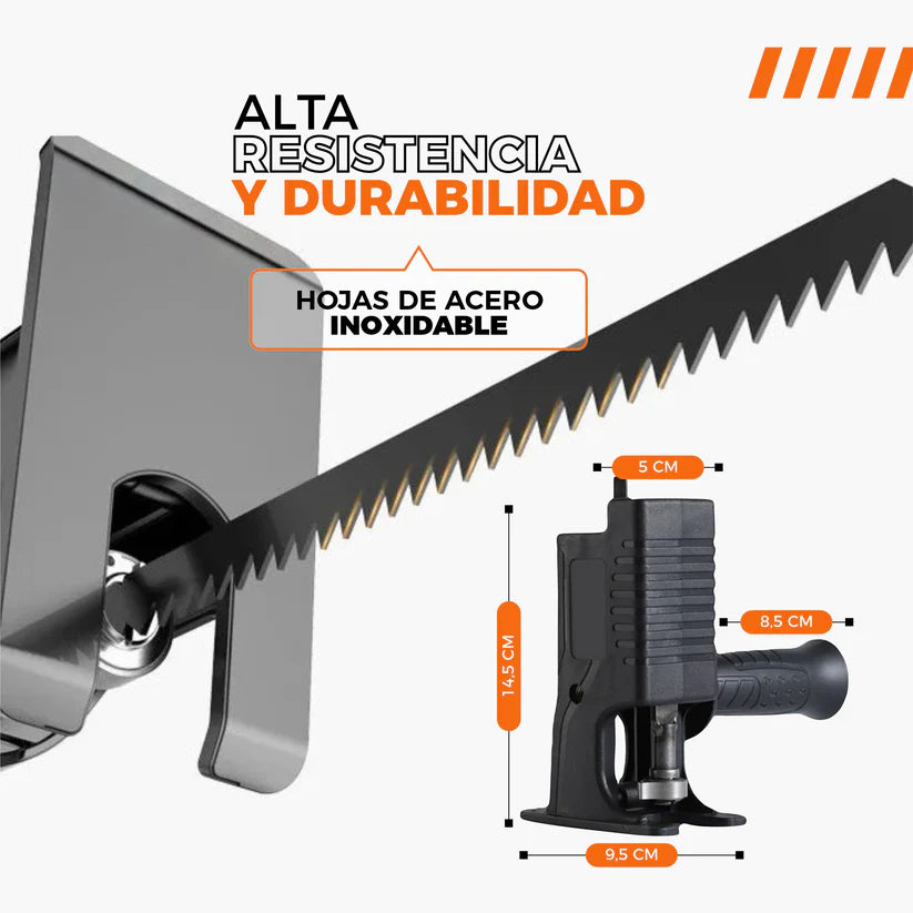 TurboSaw - Adaptador De Sierra Portátil Para Taladro + 3 Tipos de hojas intercambiables