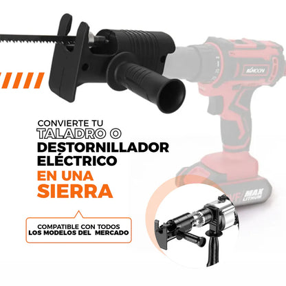 TurboSaw - Adaptador De Sierra Portátil Para Taladro + 3 Tipos de hojas intercambiables