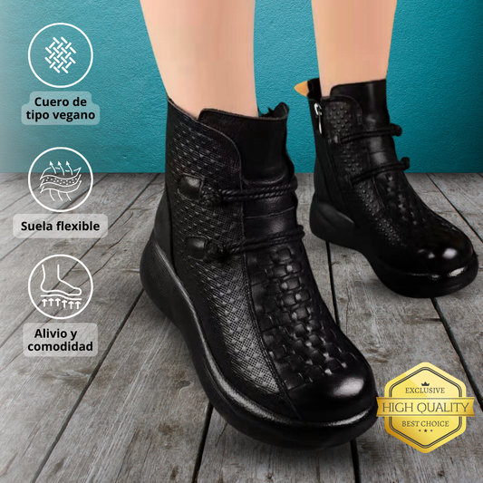 Cauwerboots -  Botas cuero vegano con plataforma ortópedica ultralivia antideslizante